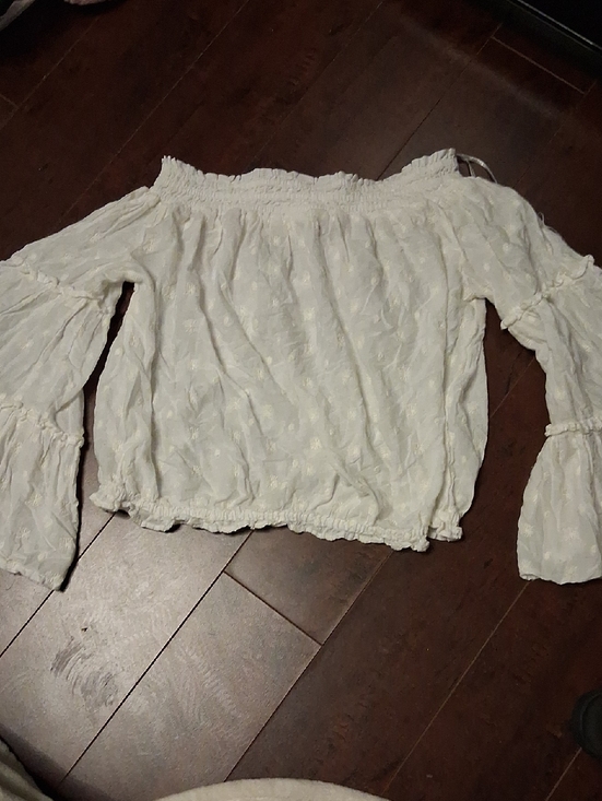 Zara Tops - Zara Cream Off-the-Shoulder Textured Floral Blouse